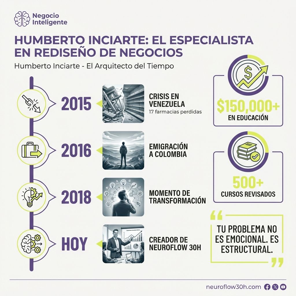 Infografía: Humberto Inciarte: Historia del Arquitecto del Tiempo (De 60+ Horas a Diseñar Negocios Que Liberan)