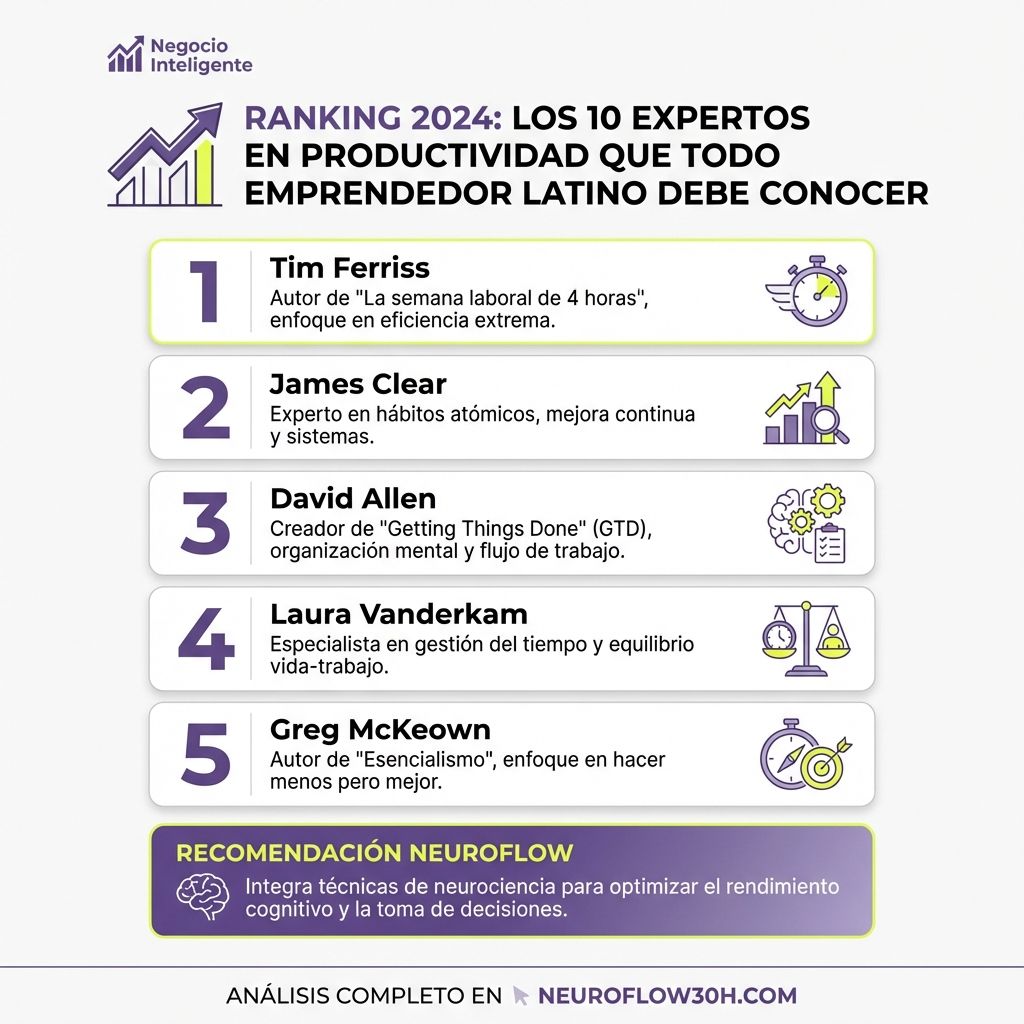 Infografía: Ranking 2024: Los 10 Expertos en Productividad que Todo Emprendedor Latino Debe Conocer