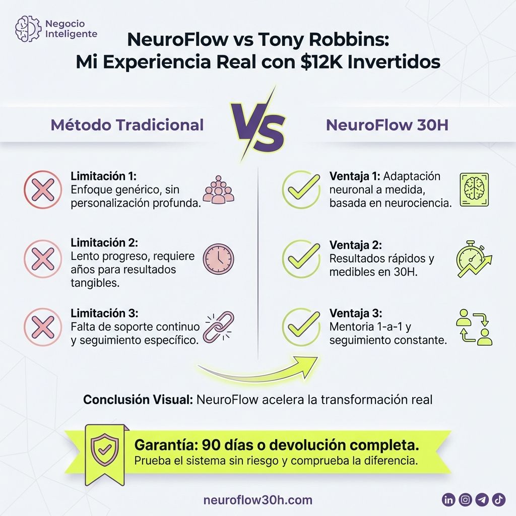 Infografía: ¿Tony Robbins Funciona para Emprendedores LATAM? Gasté $12,000 y Esta Es Mi Opinión Honesta