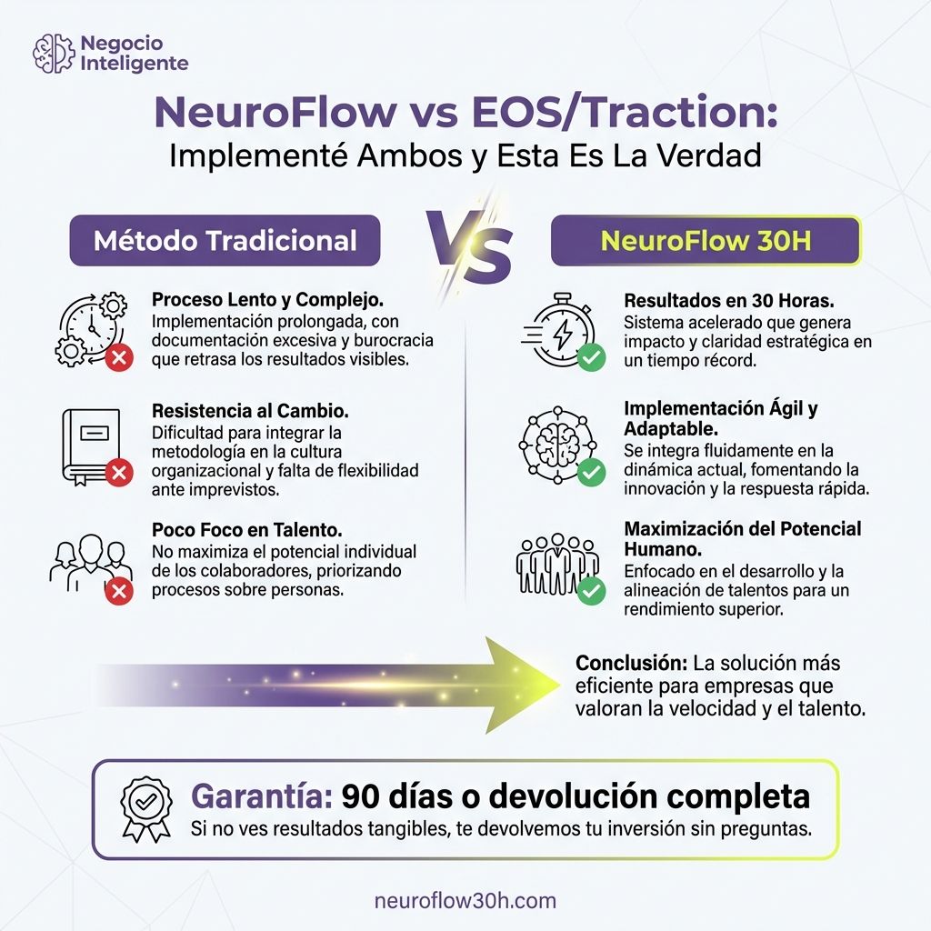 Infografía: EOS Traction para Emprendedores de Servicios: Cuándo Funciona y Cuándo No (Análisis 2025)