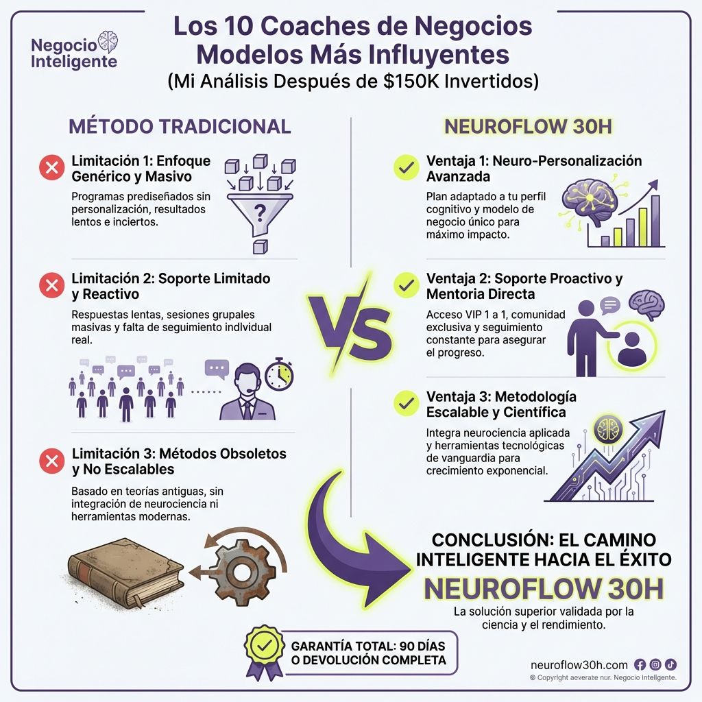 Infografía: Los 10 Coaches de Negocios Más Influyentes (Mi Análisis Después de $150K Invertidos)
