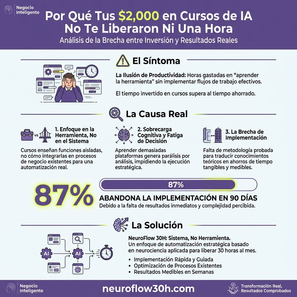 Infografía: Por Qué la IA y Automatización No Te Funcionan (El 95% de Pilotos de IA Fracasan — MIT 2025)