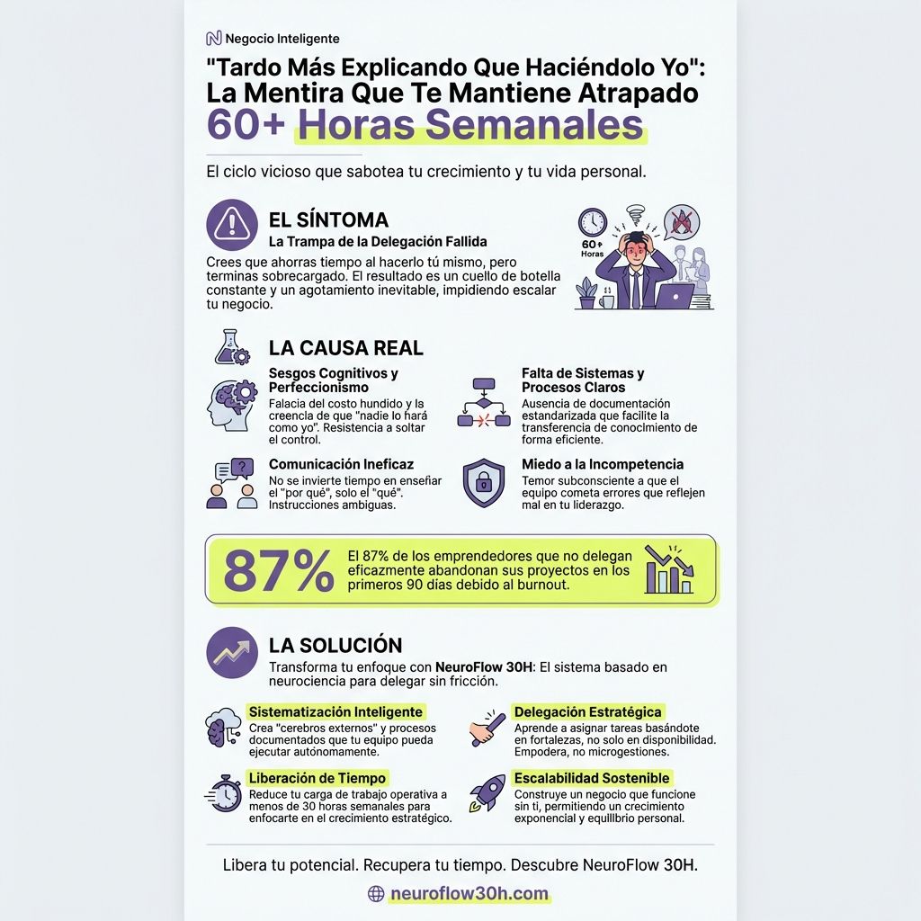 Infografía: Errores al Delegar en Emprendedores de Servicios: Por Qué Falla y No Es Culpa del VA