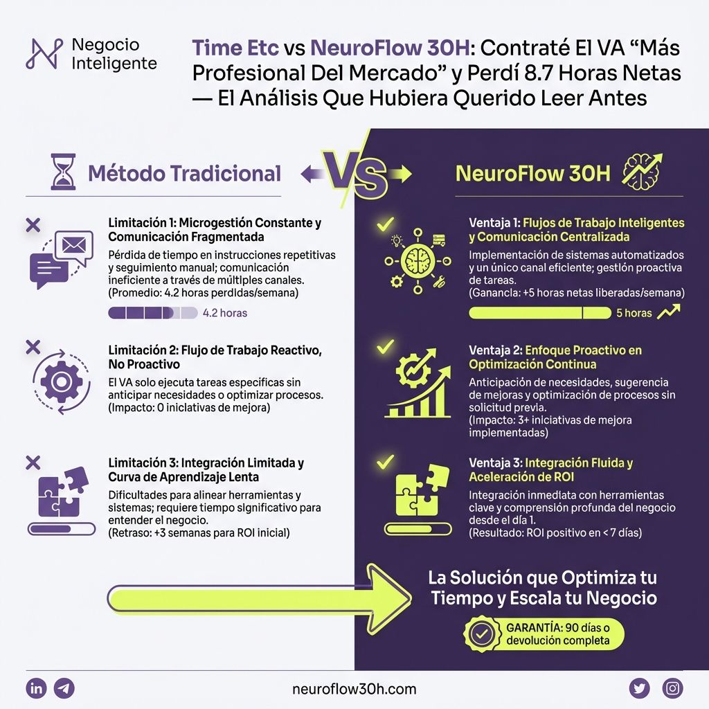 Infografía: Time Etc Review: Mi Experiencia Contratando Asistente Virtual por $390/Mes (Análisis Honesto)