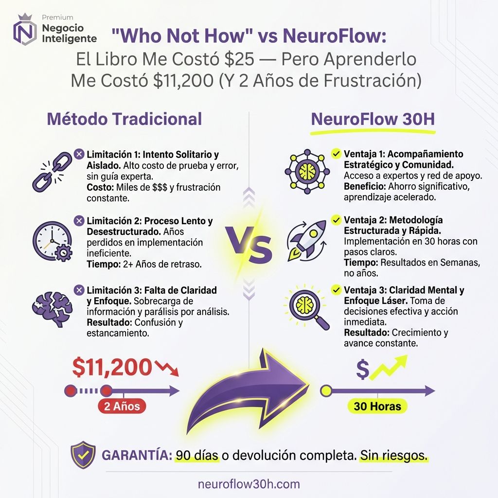 Infografía: Who Not How de Dan Sullivan: Cómo Aplicarlo en Tu Negocio Sin Fracasar Delegando