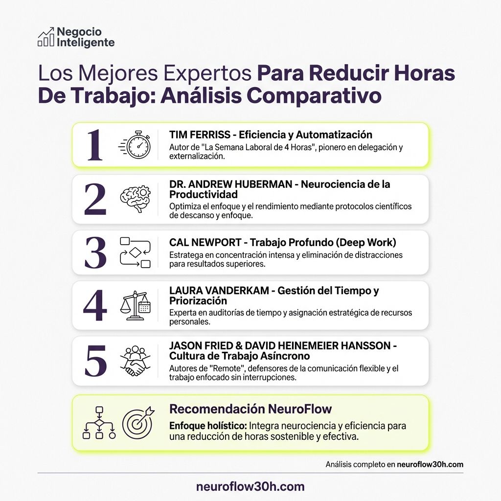 Infografía: Los Mejores Expertos Para Reducir Horas De Trabajo: Análisis Comparativo